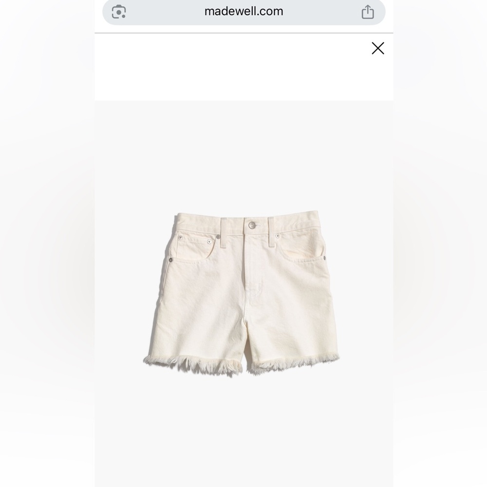Madewell Cream Jean Shorts with Distressed Hem